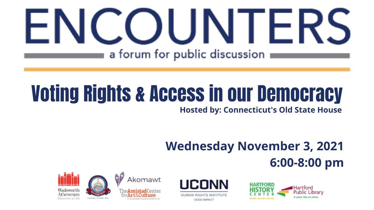 Join us for our next Encounters program hosted in tandem with @UConnHRI <a href="/TheWadsworth/">Wadsworth Atheneum</a> <a href="/AmistadCenter/">The Amistad Center</a> @HPLCT <a href="/HartfordHist/">Htfd History Center</a> <a href="/Akomawt/">Akomawt Educational Initiative</a>  

Register for FREE here: bit.ly/3AnqzEm