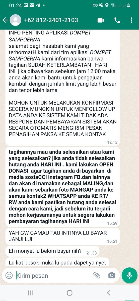 ChDonjuan's tweet photo. Pak Presiden @jokowi @mohmahfudmd @DivHumas_Polri @ditreskrimsus @ojkindonesia @bank_indonesia @SPKT_POLDAJABAR tolong diberantas pinjol2 ilegal. #pinjolilegal #dompetsampoerna #danakredit #kreditrupiah #dompetcash #rupiahsriwijaya #basmipinjol #PolriBerantasPinjol #cashgo https://t.co/uLLZf8K78f