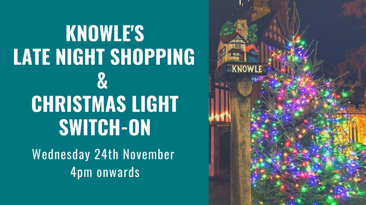 VisitKnowle's tweet photo. 🎄Save the date!!

💫Knowle's Late Night Shopping Night &amp; Christmas Light Switch on is Wednesday 24th November! 💫

#knowle #visitknowle #ilovelocal #supportlocal #supportlocalthischristmas #solihullhour #solihull @visit_solihull https://t.co/EtD3Zy2TQY