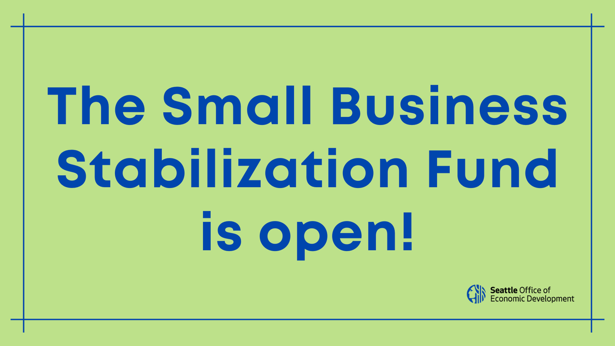 ✨ We are excited to announce that the Small Business Stabilization Fund is open for new applications! Eligible small businesses can apply for $5,000, $10,000 and $20,000 grants.

Visit seattle.gov/SmallBusinessS… for information and to apply by 11/9.
