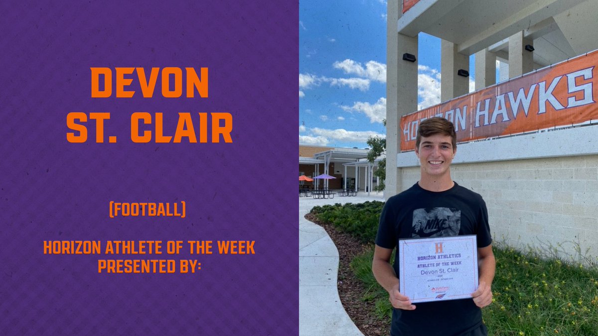 HHS_HawksSports's tweet image. Please join us in congratulating Devon St. Clair (Football: October 11th - 15th) and Camryn Teasley (Girls Volleyball: October 4th - 8th) for being recognized as the Horizon Athletes of the Week! #ETP 🟣🟠