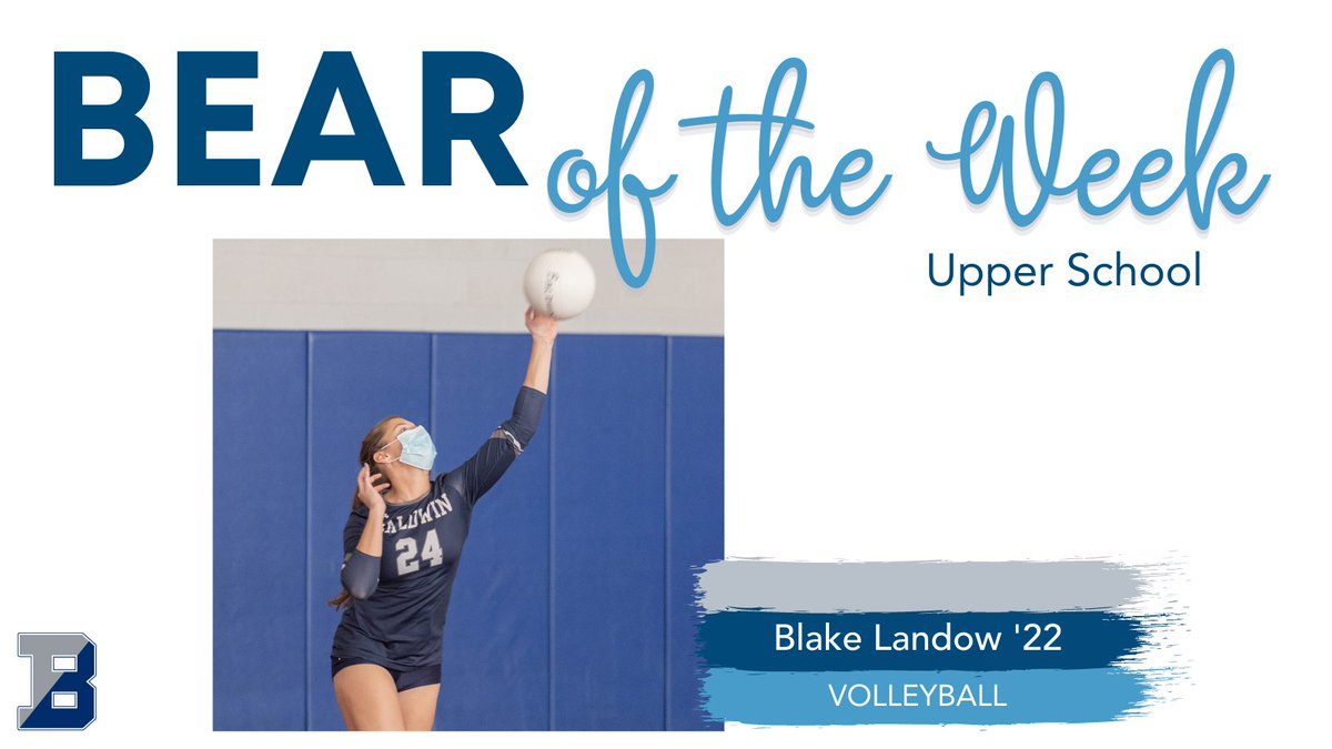 TheBaldwinBears's tweet photo. Congrats to our Upper School Bear of the Week! Blake Landow '22! #bearoftheweek #baldwinproud #gobears #clawsup https://t.co/hLb00TNZra