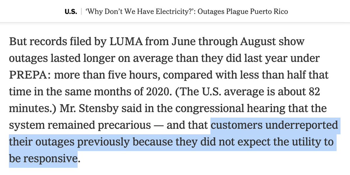 midnucas's tweet photo. And one of LUMA's key talking points about how service has become much worse since they've taken over is to say that Puerto Ricans are lying about this—that service is actually better now under LUMA but Puerto Ricans are just complaining more. https://t.co/O2nhviS0Ej