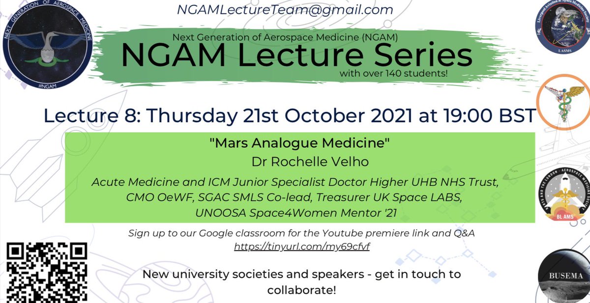 Join us this Thursday (1900 UK time) for what will undoubtedly be a great lecture by @astro_marsrocky on the medical aspects of a Mars analogue mission #spacemedicine