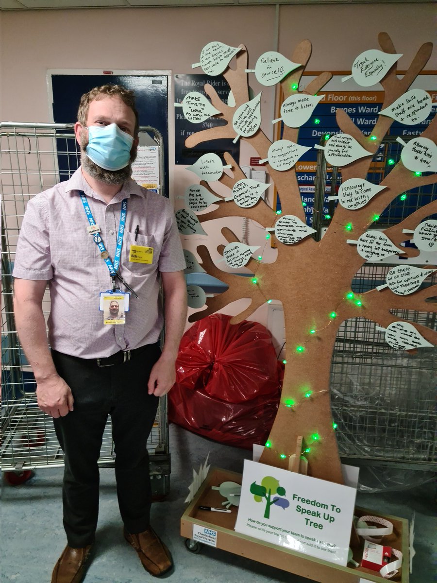 We have another team where 100% of those who completed the NHS Staff Survey last year indicated they feel safe to speak up! 👏👏👏😁💚
This was Speciality Medicine Op Services, so we asked one of the managers - Rob Frear to share a tip with us for the #FTSU Tree 🌳🍃