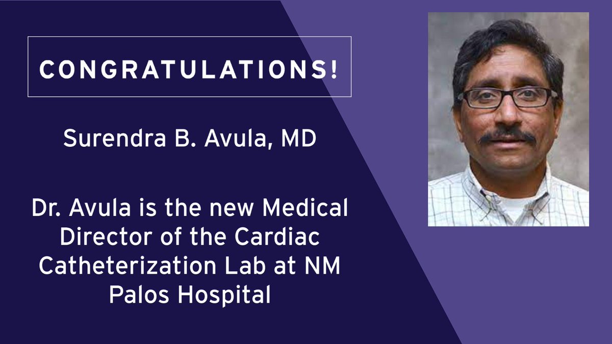In his new role, Surendra Avula, MD, will collaborate with the Bluhm Cardiovascular Institute Quality Team, focusing on metrics to drive improvement in patient outcomes and expand our program in interventional and structural #HeartDisease at NM Palos Hospital.