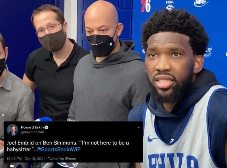 barstoolsports's tweet photo. CONFIRMED: Joel Embiid Is Not A Babysitter, Does Not Care About Ben Simmons https://t.co/yEGq6HlHCM https://t.co/YWHJnpNM3w