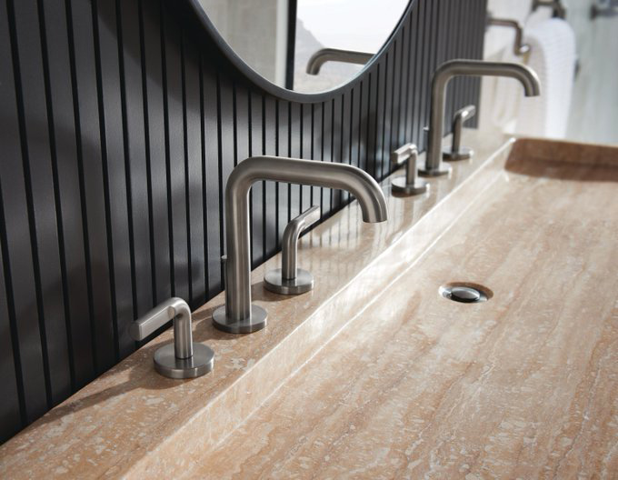showroomatrube's tweet photo. Sleek cutaways on the new Notch Lever handles in the Litze collection pair effortlessly with the Brilliance Luxe Steel finish for an industrial, yet elegant look. #brizo #bathfaucets #bathroomremodel #bathroomshowroom #litze https://t.co/Frl7QOJTf3