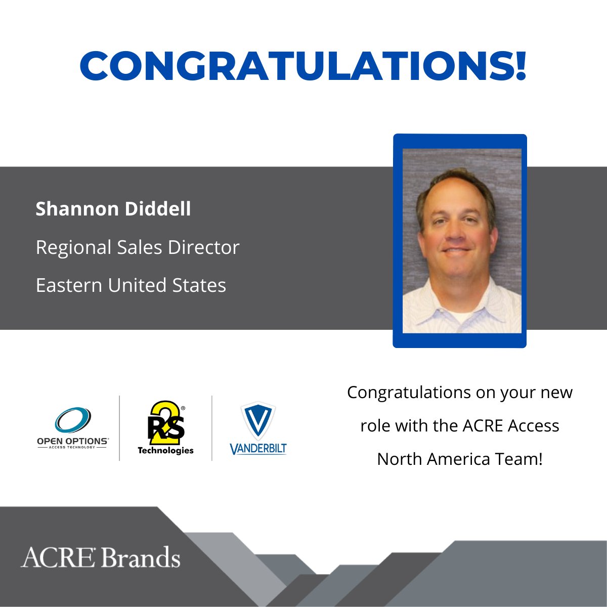 ooaccess's tweet image. #OpenOptions is pleased to announce the promotion of Shannon Diddell to Regional Sales Director – Eastern U.S. In Shannon’s new role, he will focus on helping drive growth with our integrator partners in the Eastern U.S. #OneACRE