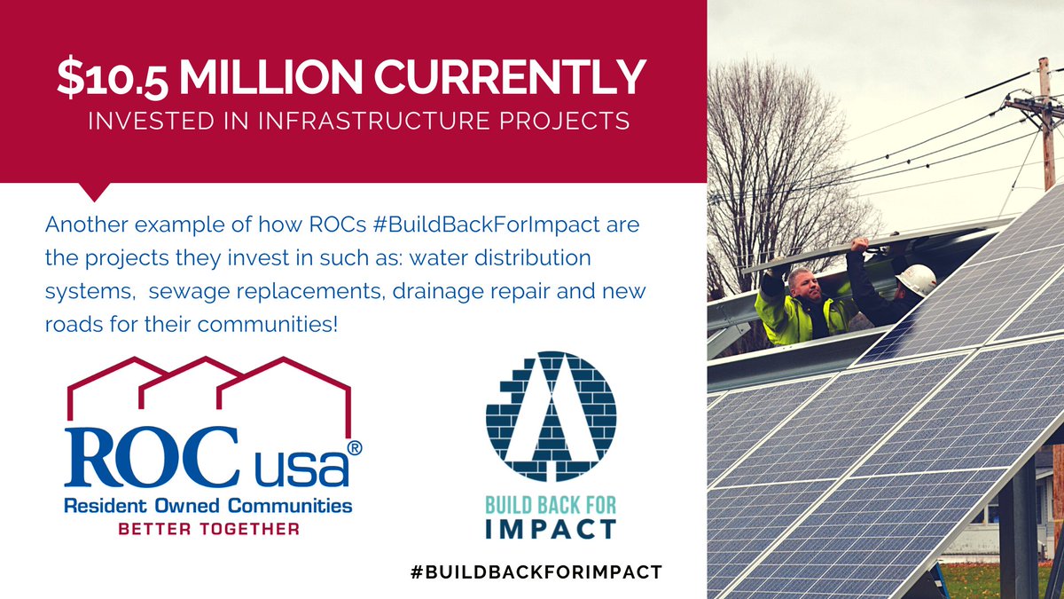 ROCUSAorg's tweet photo. #ResidentOwnedCommunities nationwide are investing in #infrastructure – over $10.5 million in projects are currently underway for water distribution systems, sewer replacements, drainage repair and new roads demonstrating how #coops #BuildBackForImpact #CoopMonth https://t.co/XMDuVXaGcJ