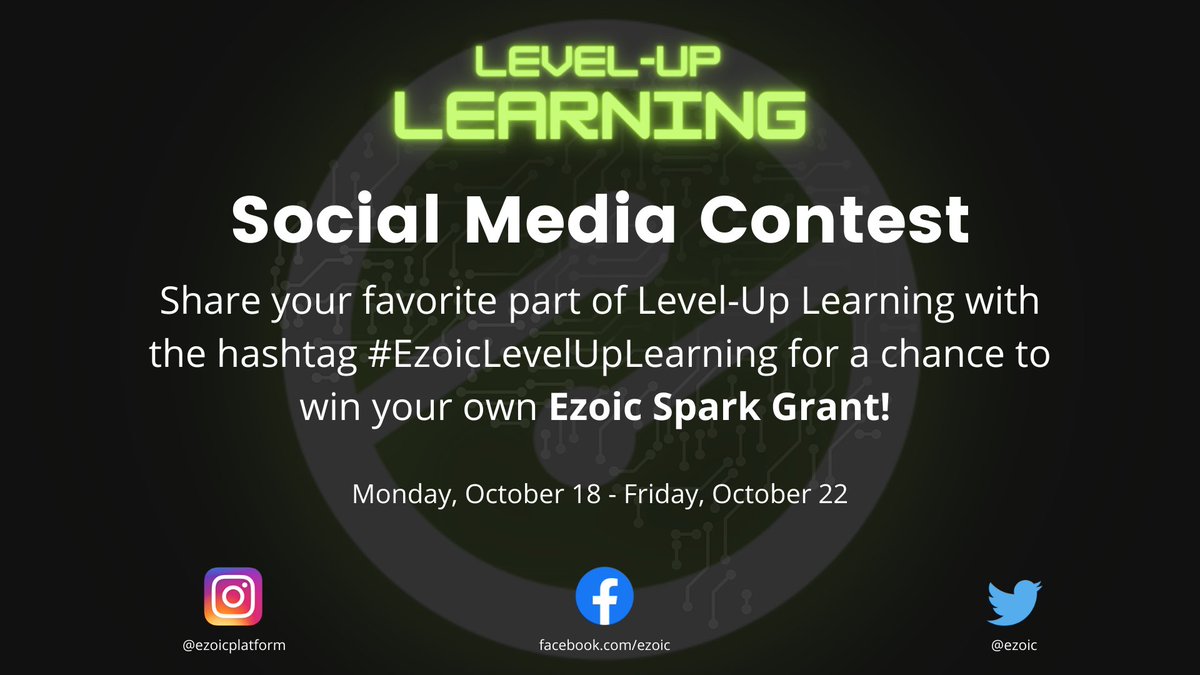 ezoic's tweet photo. Another day, another reminder for Level-Up Learning participants to enter our social media contest this week for the chance to win your own SPARK GRANT!

#EzoicLevelUpLearning https://t.co/VzEY5VIHFX