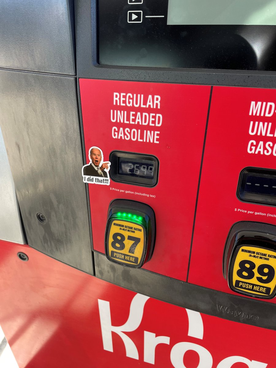 MikeGillie's tweet photo. Getting gas today and saw this and laughed so hard. Then realized its all his fault! https://t.co/Y4jZO6LMXF