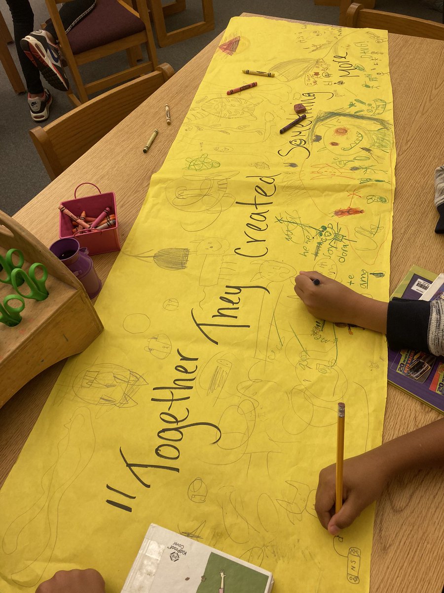 WHESMediaFCPS's tweet photo. @rafaellopezart we were inspired by your art at the end of our Hispanic Heritage Month celebration.    Students doodled as a community in order to decorate hallway murals. Stay tuned to see them displayed! #Maybesomethingbeautiful @fcpsOhEithir @FCPSMaryland https://t.co/E7kulCdmTK