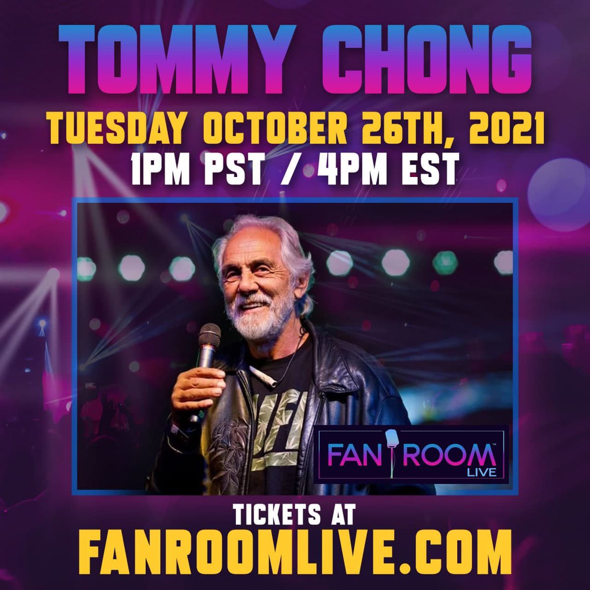 Come hang, meet and speak with @tommychong LIVE FACE2FACE on @fanroomlive OCTOBER 26th 1pm PST / 4PM EST! “BE-IN-THE-ROOM!” #FanRoomLive #FanRoom #ad Grab your tix at fanroomlive.com @CedEntertainer @fanroomlive @JaeBenjamin @tommychong @JeffKrauss