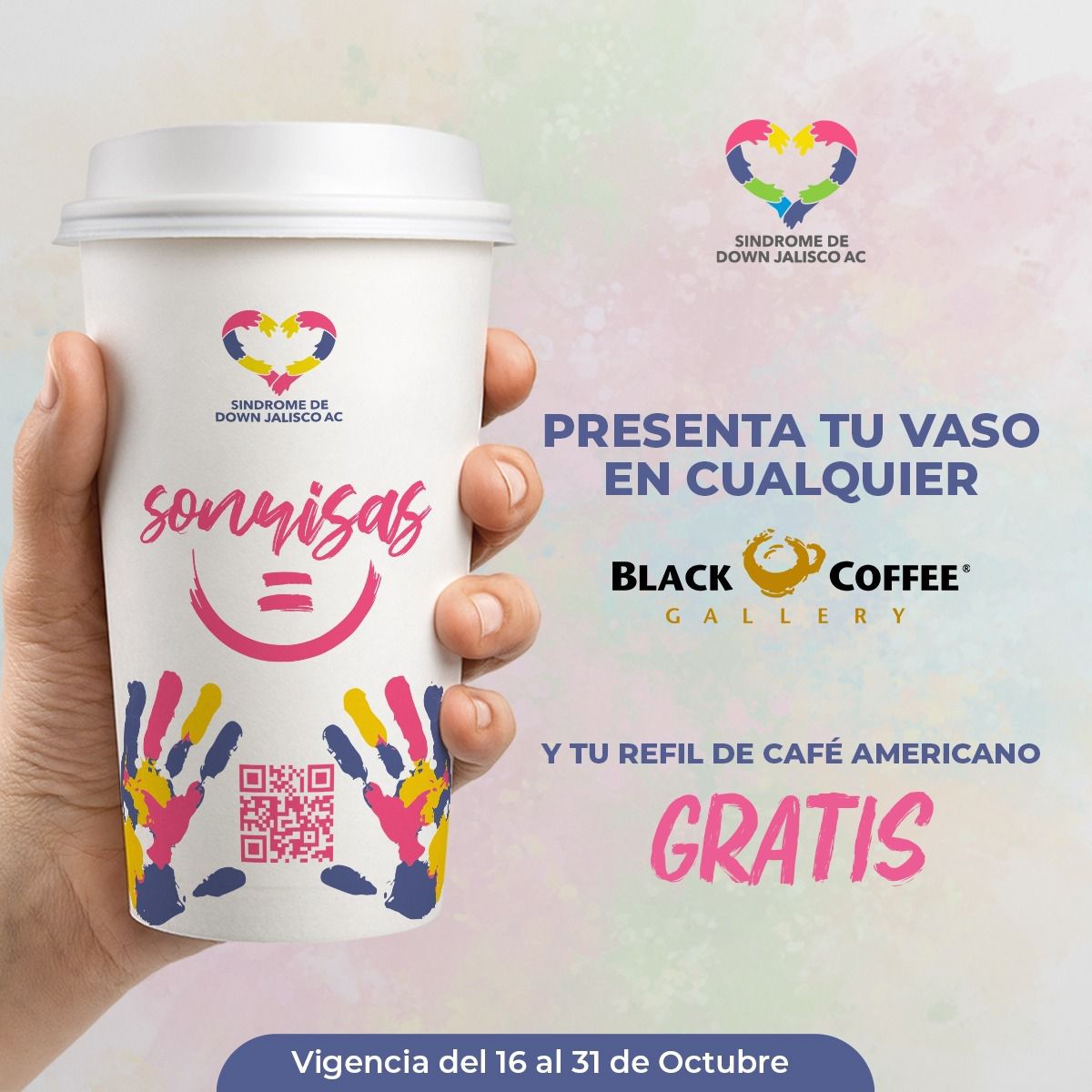 laloeluna's tweet photo. "PEQUEÑOS PASOS, GRANDES ACCIONES". 

Ayuda a @SDownJalisco  comprando este vaso en $100 pesos y puedes ir al refill en #BlackCoffee cuantas veces quieras hasta el 31 de Oct de  ☕ americano.

#BenditaTrisomía #MundoDown https://t.co/ZVbivf61Zx