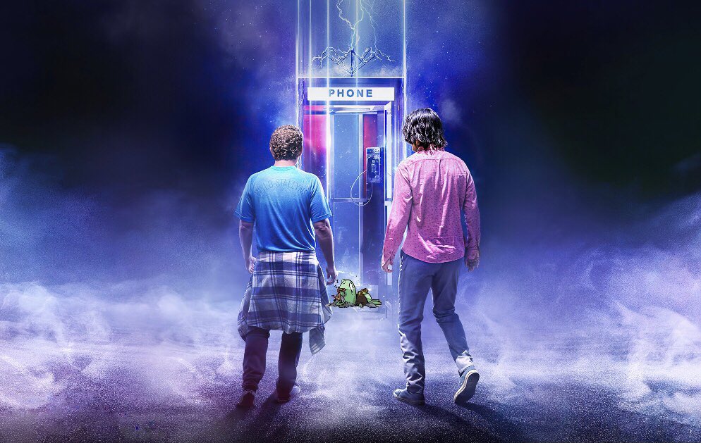 NFTDogeDood's tweet photo. Bill and Ted just spotted Steve (@Uniquehorns_nft) - it appears he hijacked their phone booth last night.
#FindingSteve #RockingWithTRUs https://t.co/SIWSDmqQBT
