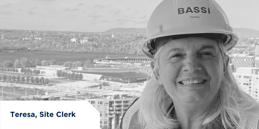 BassiConstruct's tweet photo. Meet Teresa, Site Clerk here at Bassi! Teresa joined #TeamBassi in 2019 with our accounting department, but since late 2020, she's been working with us as a Site Clerk at 192 Bronson (which recently received full occupancy!). #OttawaConstruction https://t.co/Ua21eW5Otl