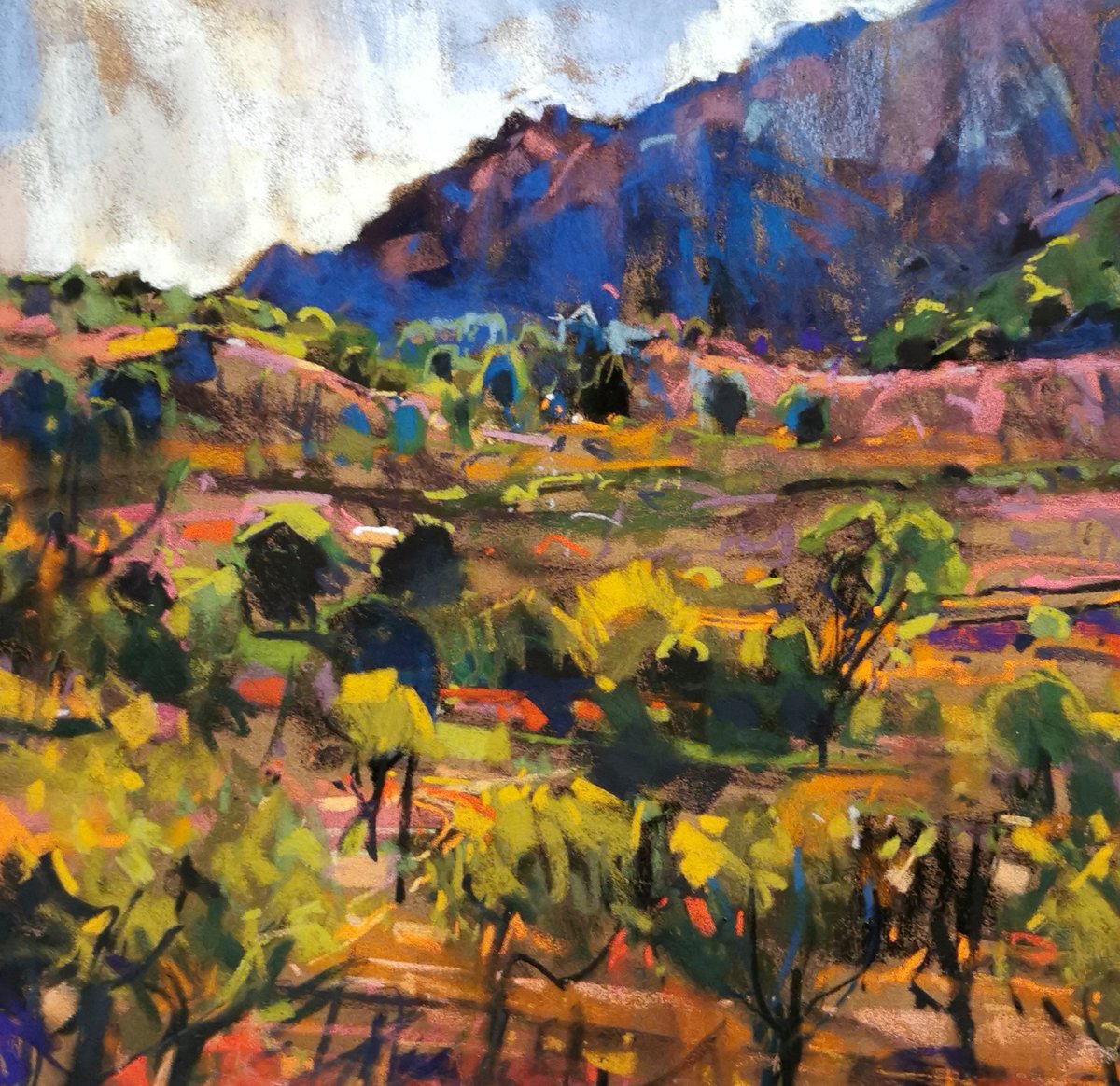 On the road to Andalusia, pastel on Sennelier La Carte pastel card approximately 19 x 20 inches.