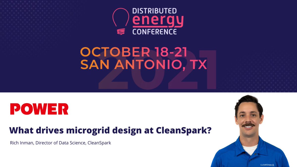 CleanSpark_Inc's tweet photo. CleanSpark's Director of Data Science, Rich Inman, spoke to @POWERmagazine about what drives #microgrid design at #CleanSpark. The podcast is part of the #DistributedEnergyConference which CleanSpark is sponsoring and participating in virtually this week. https://t.co/AC7EuD1JPP https://t.co/dal0Pn5sUu