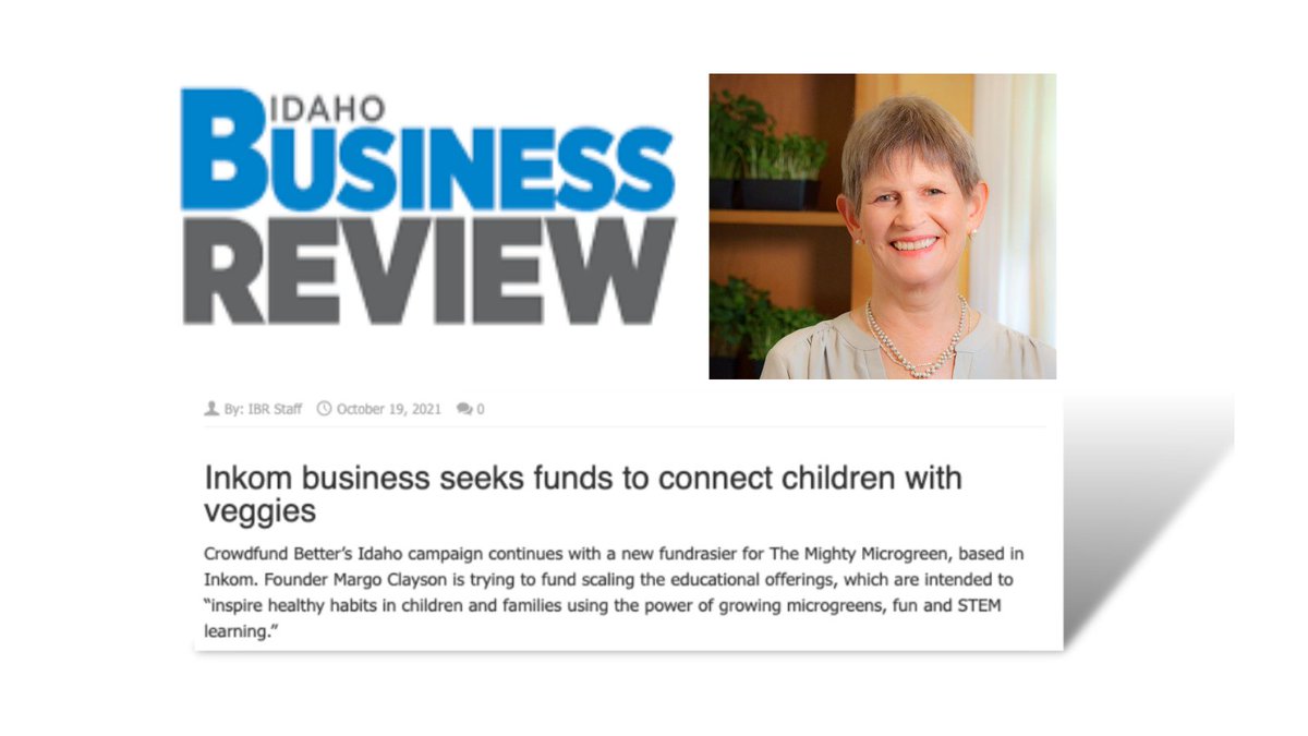 crowdfundbetter's tweet photo. Did you see the feature on #CrowdfundIdaho participant @T_M_Microgreen in the @IBRnews "Biz Bites" column today? With a little over 2 weeks to go she's nearing 50% of her goal! 

Find her campaign on @Kickstarter or read more in the link: https://t.co/PecStRz2M1 https://t.co/JmgqyIz7h7