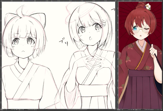 大正乙女一年生描き始めました 