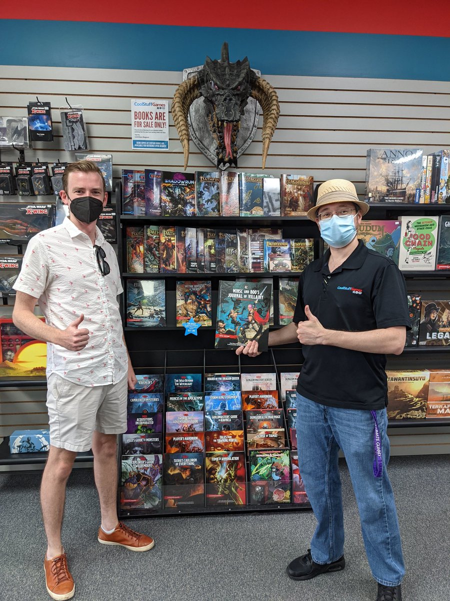 ThinkingDM's tweet photo. Just swung by @CoolStuffInc Games to donate a stack of Minsc & Boo's Journal of Villainy.
They'll be raffling them off for charity. Thanks Adrian!
#SupportYourFLGS #ExtraLife https://t.co/i1fZ9jMQ5S