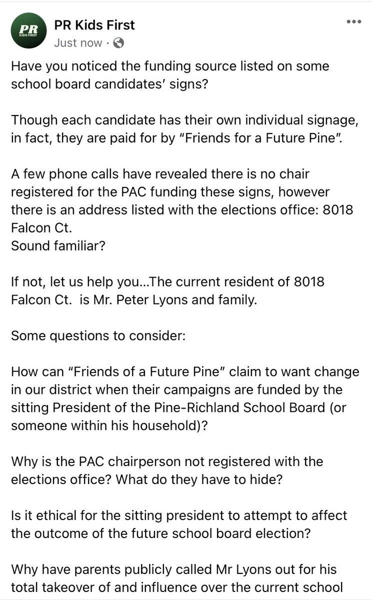 PRKIDSFIRST's tweet image. Who is funding “Friends for a Future Pine”?