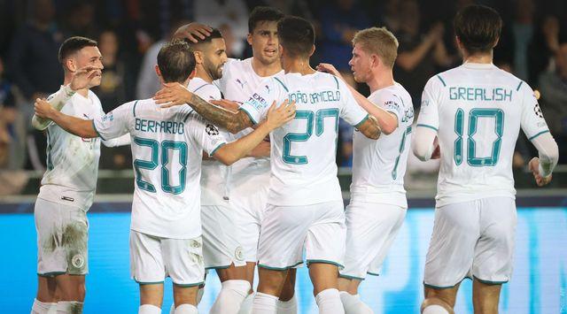 FlashscoreKE's tweet photo. #ManCity has tonight thrashed club #Brugge 5-1 in a 
#UEFA #ChampionsLeague match, with Mahrez scoring 2 #goals for his side. https://t.co/hvsi6wHhhK