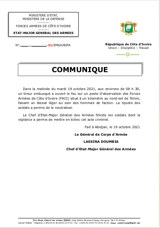 TBirahimaO's tweet photo. COMMUNIQUE DE PRESSE

#GouvCI
#Memdef https://t.co/FFMysSlTtW