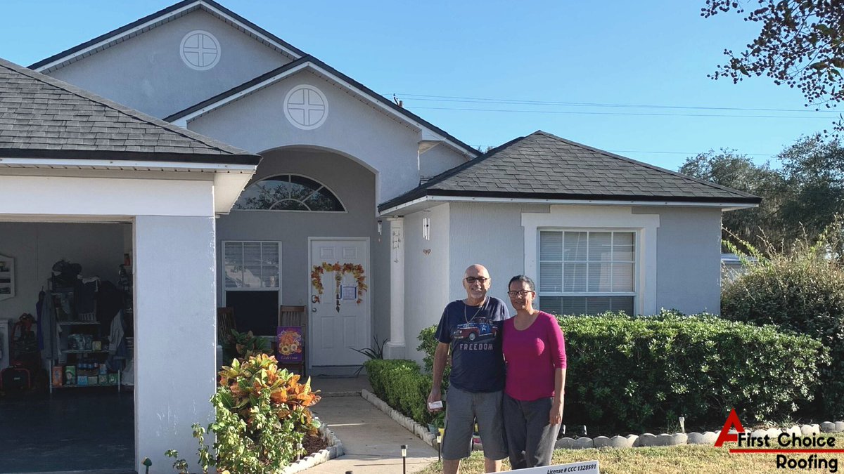 AFirstChoice_'s tweet photo. Another happy homeowner! Chris did an amazing job helping these homeowners through their roof replacement process! 
#newroof #roofreplacement #roofingcontractor https://t.co/N2TZybdSD7