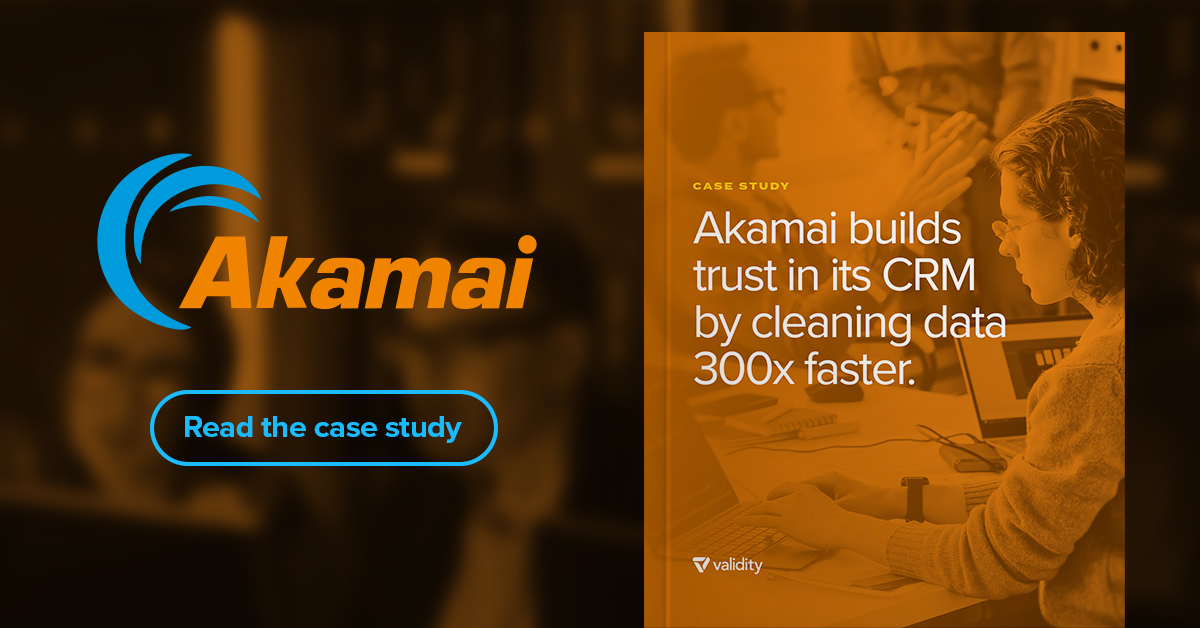 TrustValidity's tweet image. Discover how #DemandTools helps the team at @Akamai spend less time cleaning up #data and more time increasing #sales: bit.ly/2ZWbdKJ