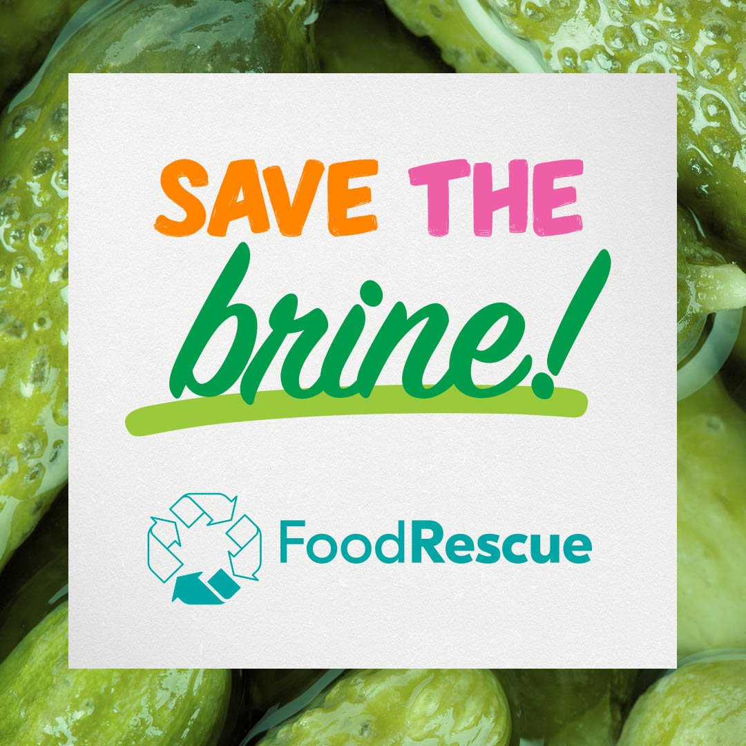 Save the brine from pickles to use as a marinade for meat or to add to soups. Find new ways to use up what you have so less goes to waste. #FoodRescue #OurPart #WasteReductionWeek