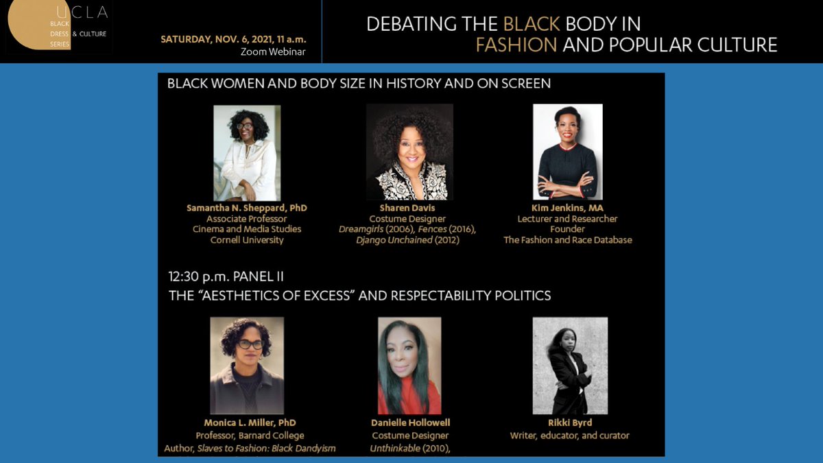 Join us on Nov. 6 at 11 am for a Zoom Webinar on "Debating of the Black Body in Fashion and Popular Culture." 

RSVP: docs.google.com/forms/d/e/1FAI…