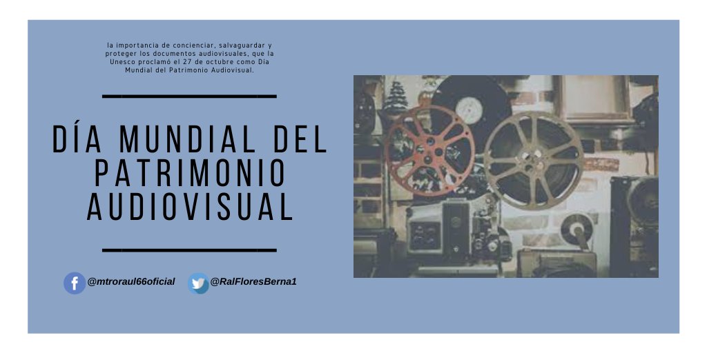 RalFloresBerna1's tweet photo. Las #peliculas , #cine , #programasderadio y #Television , así como grabaciones de audio y video son documentos que guardan información importante para la memoria histórica de los pueblos y del mundo. Son parte de nuestra #identidadnacional . https://t.co/kyW8gqAXFp