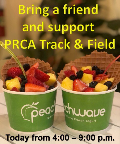 Today is the day! Come out and support PRCA Track &amp; Field. We will be at Peachwave from 4:00-9:00 to raise funds for our team and to fellowship with family and friends. See you there!