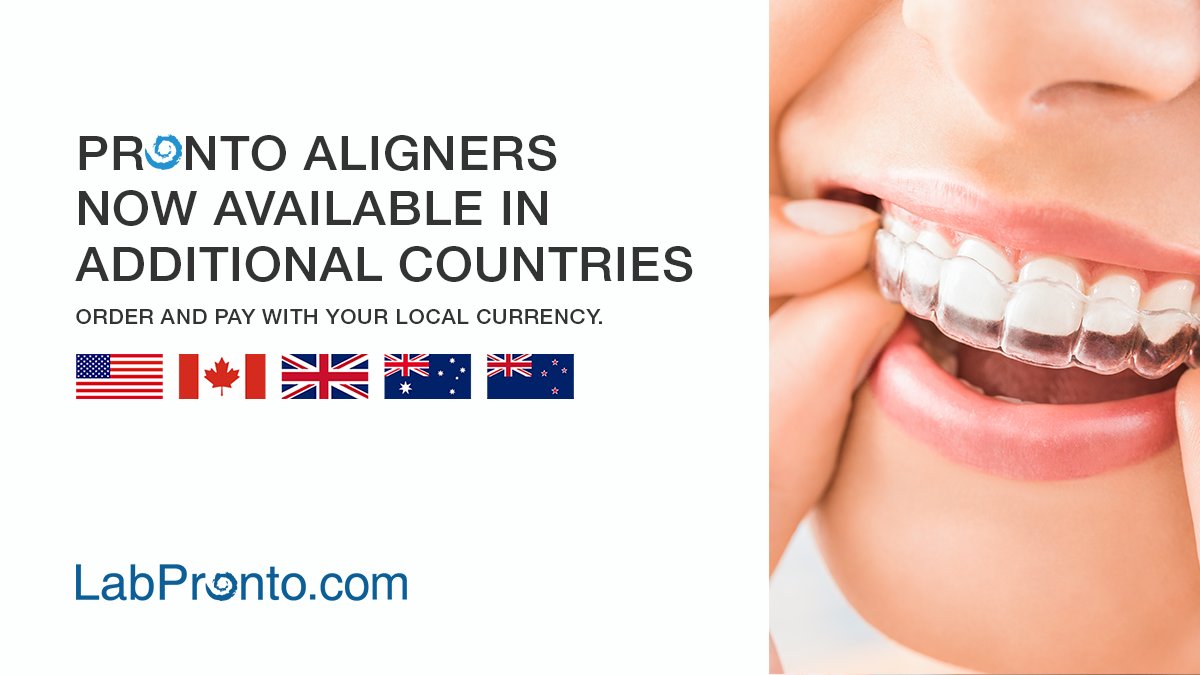 Pronto Aligners Now Available in Additional Countries

bit.ly/2Z62R2M

#ProntoAligners #aligners #dentistry #orthodontics #orthodontist #smilemakeover #smiletransformation #smiledesign #dentallab #dentalproducts