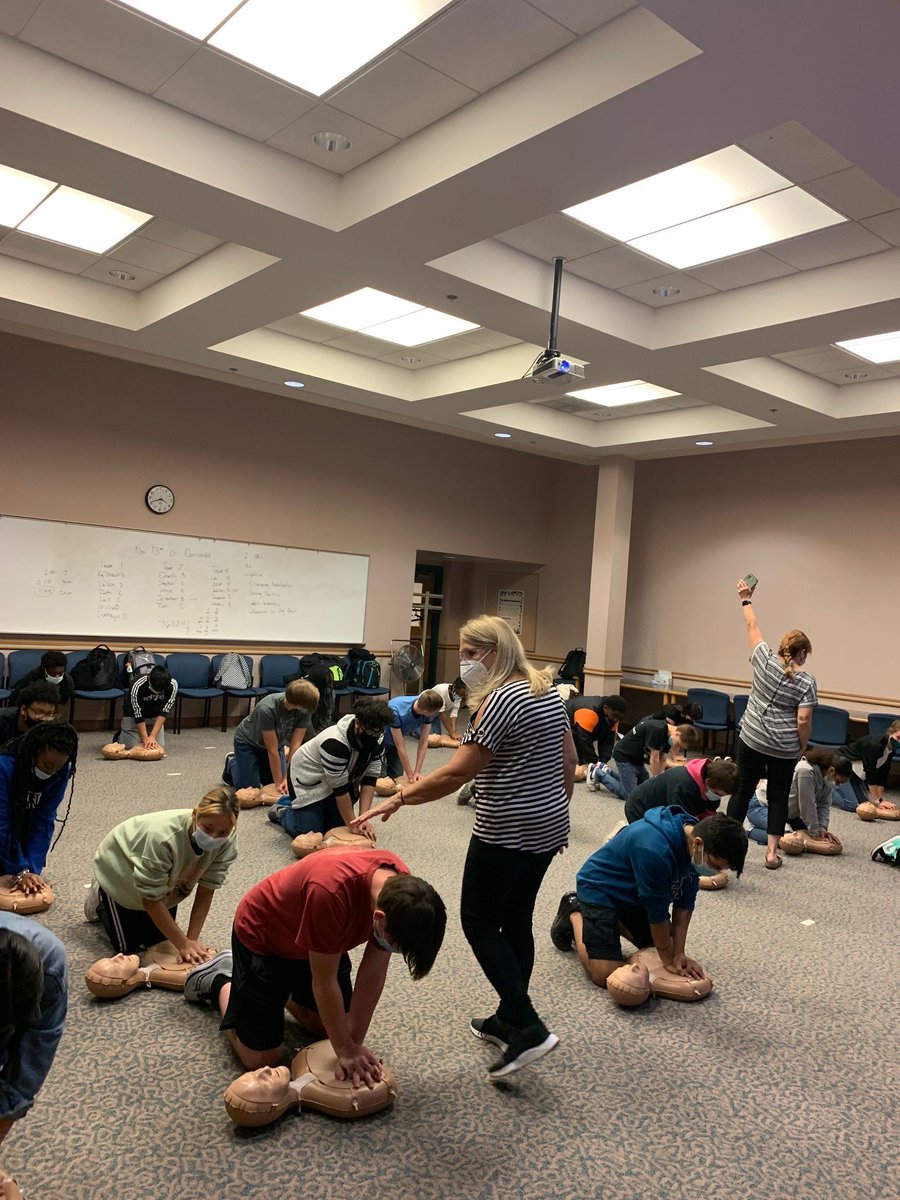 FWArcherNation's tweet photo. #FWCSShoutOut to @FWArcherNation School Nurse Cindy Hall and Health Teacher Wendy Mirwaldt!  Our 10th grade learned the valuable skill of CPR today.  Great job students and instructors! https://t.co/rxcA18xVGQ