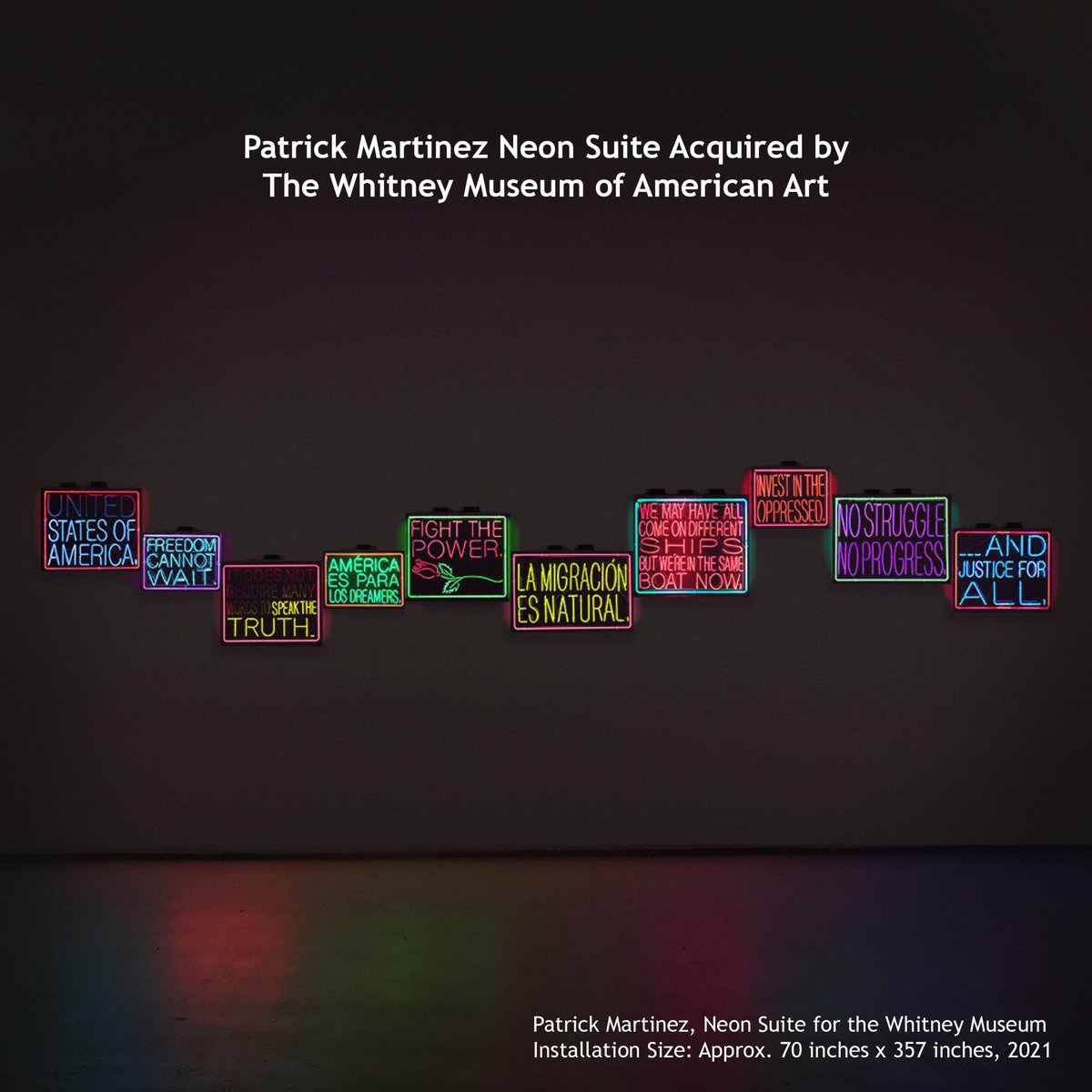 charliejames's tweet photo. Congratulations to Patrick Martínez on the acquisition of ten neon pieces by the @whitneymuseum We are very excited and grateful for this!!! #patrickmartinez #patrickmartinezstudio #charliejamesgallery https://t.co/YuuaNqyxUL