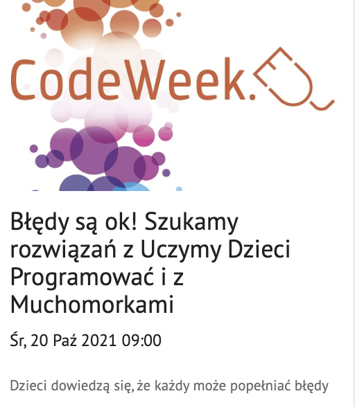 CodeWeekPL's tweet image. Ambasadorom @CodeWeekPL @CodeWeekEU nazwa tego wydarzenia zrobiła dzień /właściwie wieczór :) A przed nami jeszcze jakieś 300 wydarzeń do zaakceptowania :) Jesteście wspaniali ! @CyfryzacjaKPRM @NASK_pl @COIgovPL @jciesz @Andruszkiewicz1 @JustOrlowska @MEIN_GOV_PL @gzajaczkowski