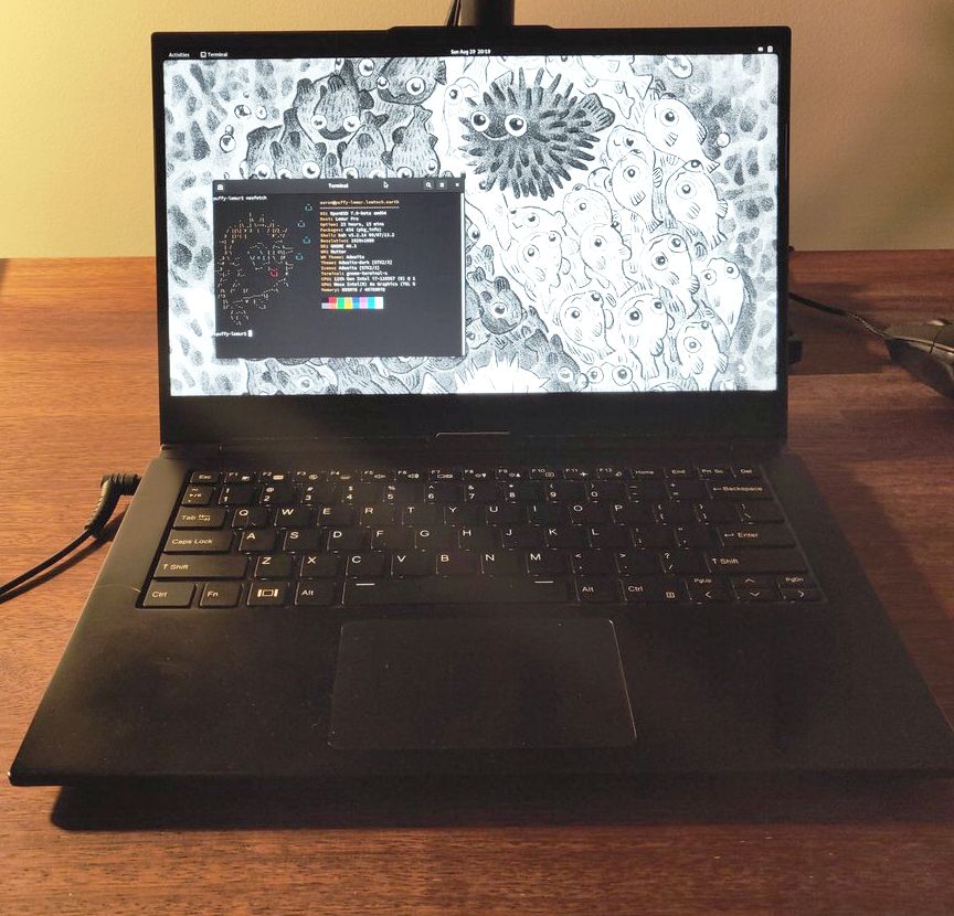 system76's tweet photo. This Lemur Pro pushes changes upstream with the help of Puffy from OpenBSD!

📸: @AaronAsh2

#system76 #lemurpro #computers #laptops #workstation #computersetup #hardware #keyboard #Technology https://t.co/dsQ3J0eHoA