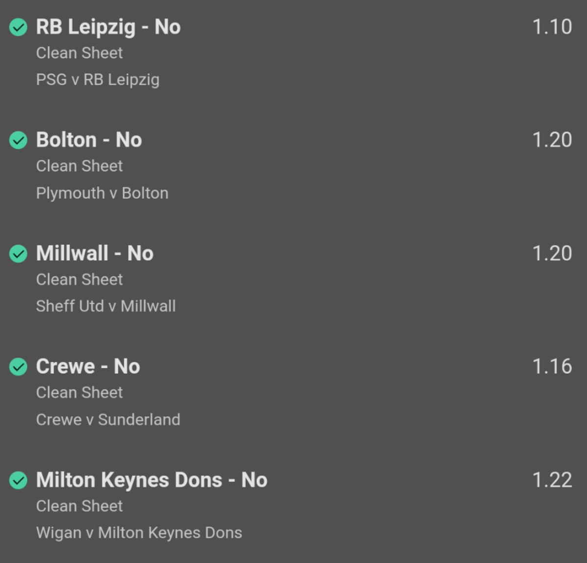 5 fold NCS winner tonight at 2.00