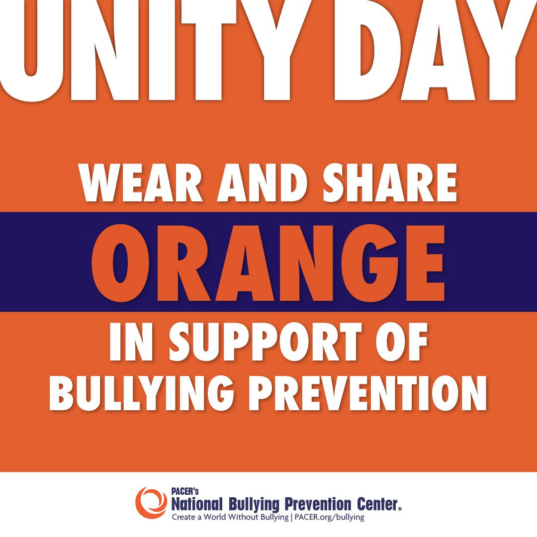 Tomorrow is Unity Day! Unity Day celebrates kindness, acceptance, and inclusion. Wear orange in support of bullying prevention and tag #UnityDay2021 on social media!