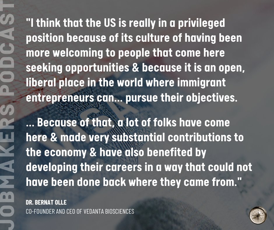PioneerBoston's tweet photo. We sat down with Dr. Bernat Olle, co-founder & CEO of Vedanta Biosciences (@VedantaBio) on JobMakers #podcast to discuss his journey from Spain to Massachusetts. What are his thoughts on the US #immigration system? Tune in: https://t.co/JwX0CUpngQ #MAhealth #biotech @bernatolle https://t.co/u6wKwJClhF