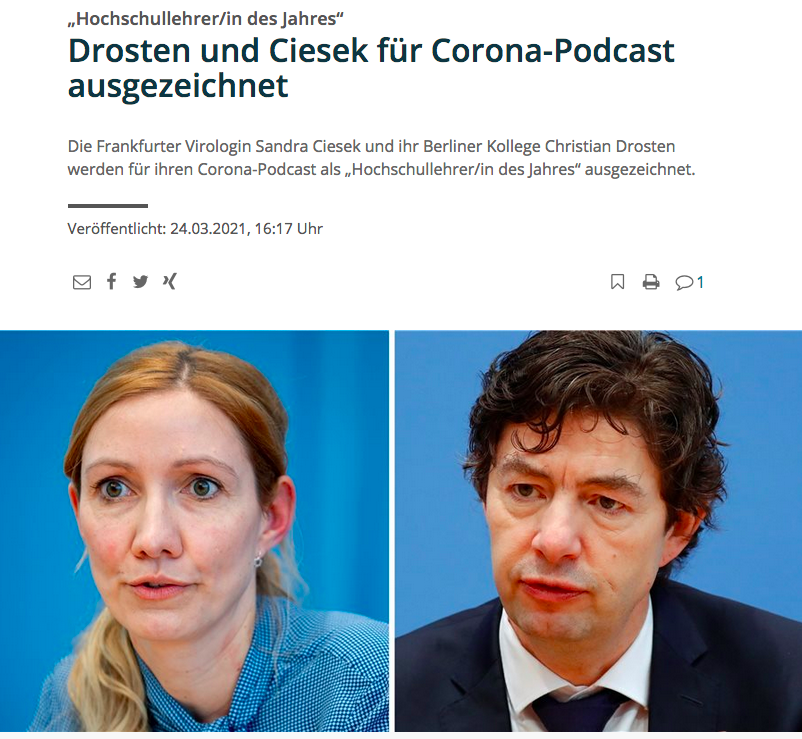Kaum von Interesse, stört niemanden, so what?
Sandra Cisek, Zuarbeiterin des prämierten Drosten-NDR-Podcasts: "Coronavirus-Update“  erhielt Honorarbeträge ashpublications.org/blood/article/… von den Firmen #PfizerBioNTech #Pfizer #BioNTech