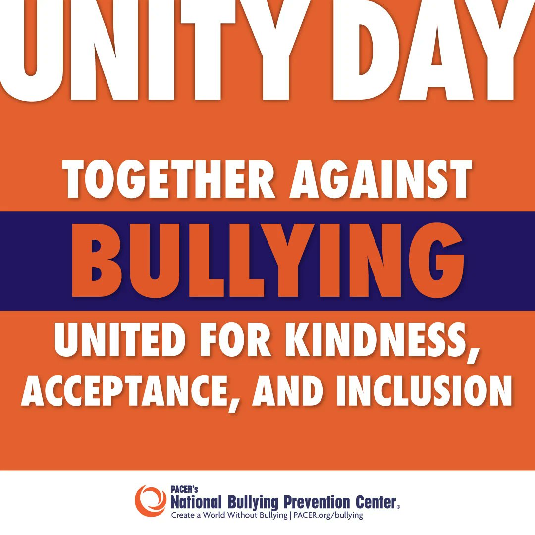 Tomorrow is Unity Day in support of Bullying Prevention! Join me in wearing something orange on Oct. 20th in support of kindness, acceptance and inclusion! Let's show we value and respect others here at White Oak Elem! @WakeSchCounselor <a href="/WhiteOakElem/">White Oak Elementary</a> <a href="/PACER_NBPC/">NBPC</a> #UnityDay2021