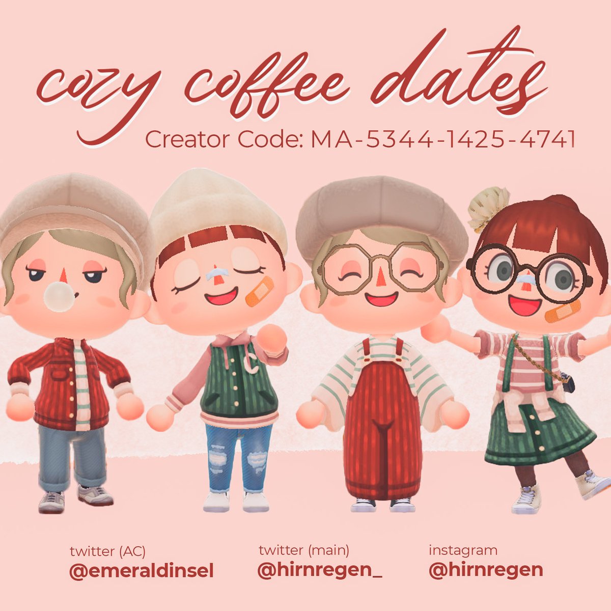 emeraldinsel's tweet photo. 🍂 cozy coffee dates collection ☕

#ACNH #ACNHDesign #ACNHPattern #AnimalCrossingNewHorizons #あつ森 #あつまれどうぶつの森 #マイデザイン #acnhfashion https://t.co/ZcFNp2ID38