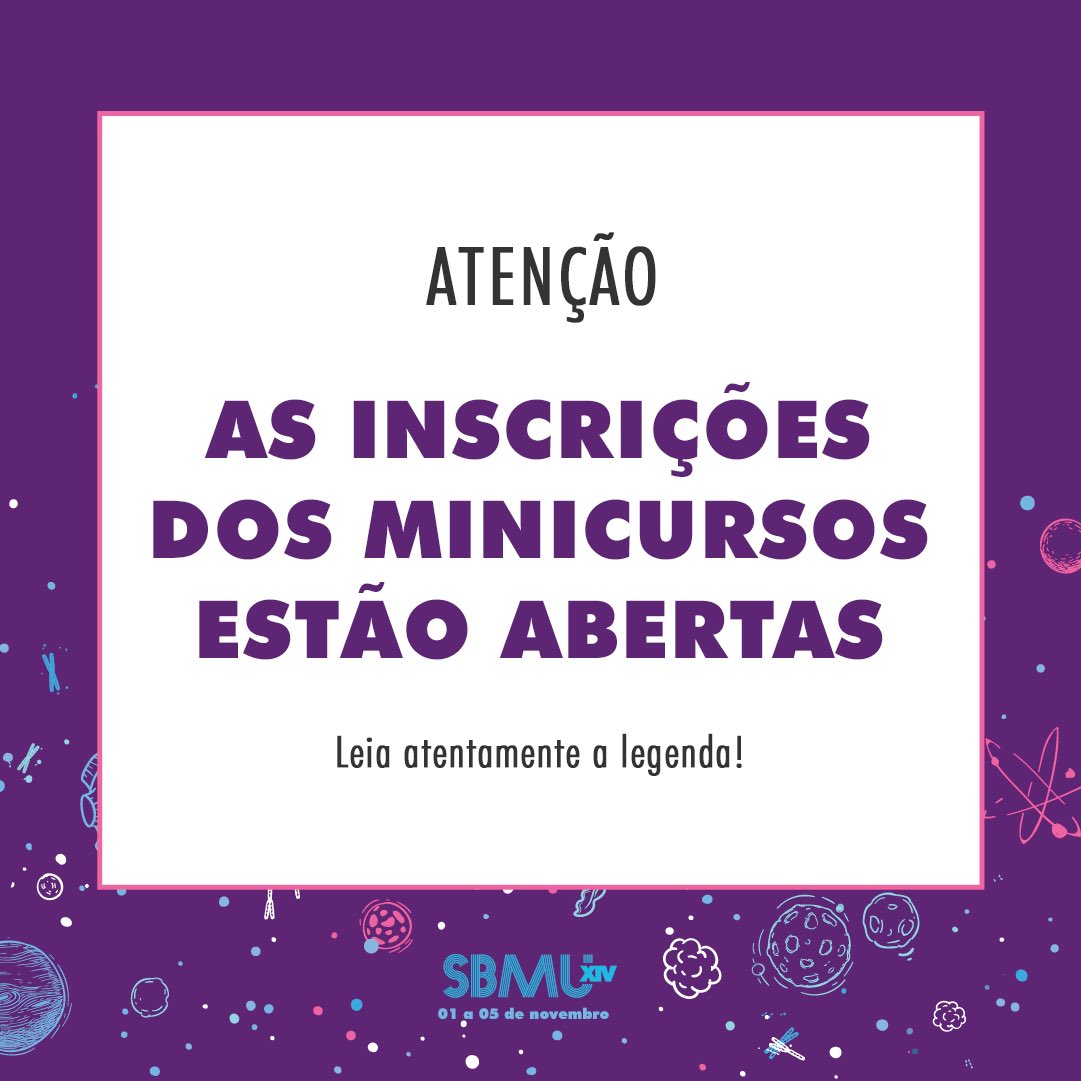 Já garantiu sua inscrição nos minicursos??? Corre pq já tem alguns esgotados 😱 
Clica nesse link aqui pra saber como fazer ⤵️
instagram.com/p/CVL1awSpKoS/…
