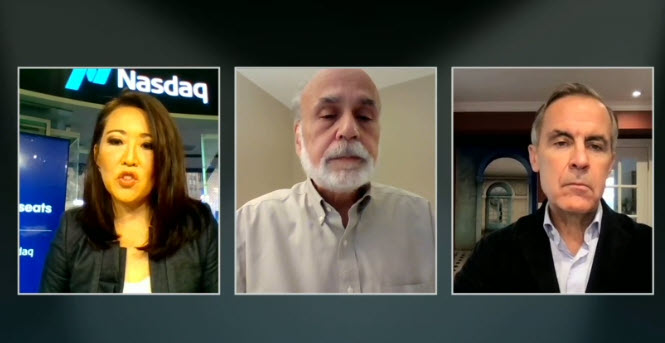 Right now, at #SchwabIMPACT:

Closing out Day 1, Ben Bernanke and Mark Carney share their views on the distinctions between bitcoin, stablecoin, and potential future centralized digital currency. The primary differences in their view are stability and backing. Concern is low.