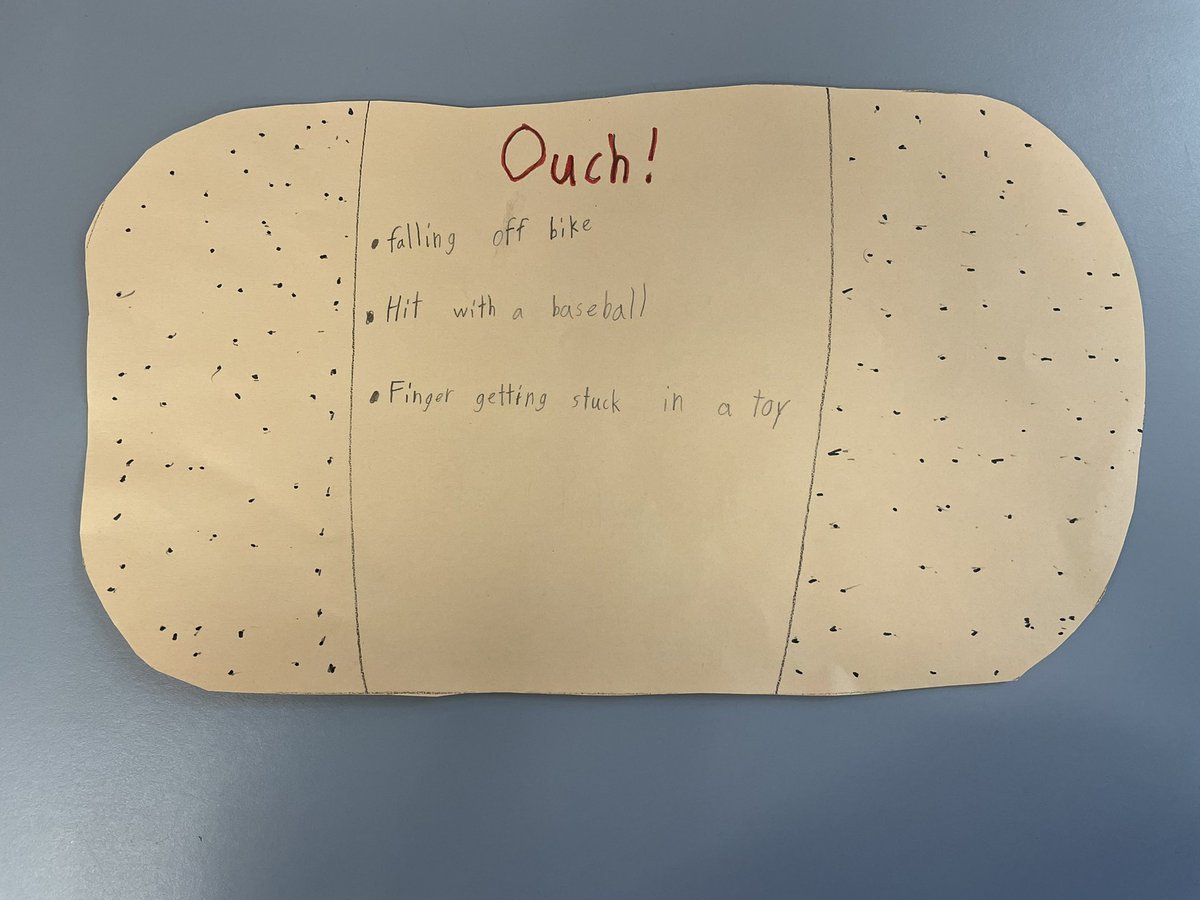 Brainstorming for our personal narrative writing. What is your worst “ouch story”?  🩹 🤕 #HappyHillendale