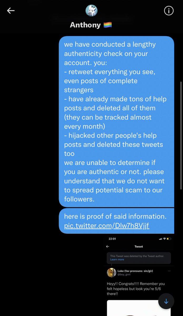 soapotd's tweet photo. Fellow OTD accounts, you might get a DM from a person called "geminidess" asking for help.
This is a scam. Do not, under any circumstances, retweet.
This person has asked for help multiple times already and deleted any evidence of their changing story.
Be careful. https://t.co/AImvtHFg4i